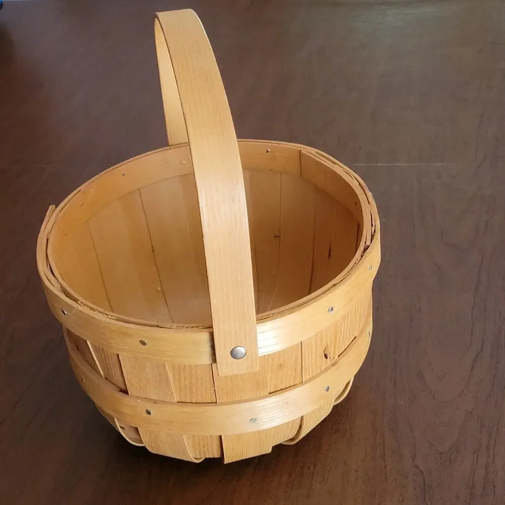 Vintage Peterboro Basket Company Round Basket One Handle Diameter 9